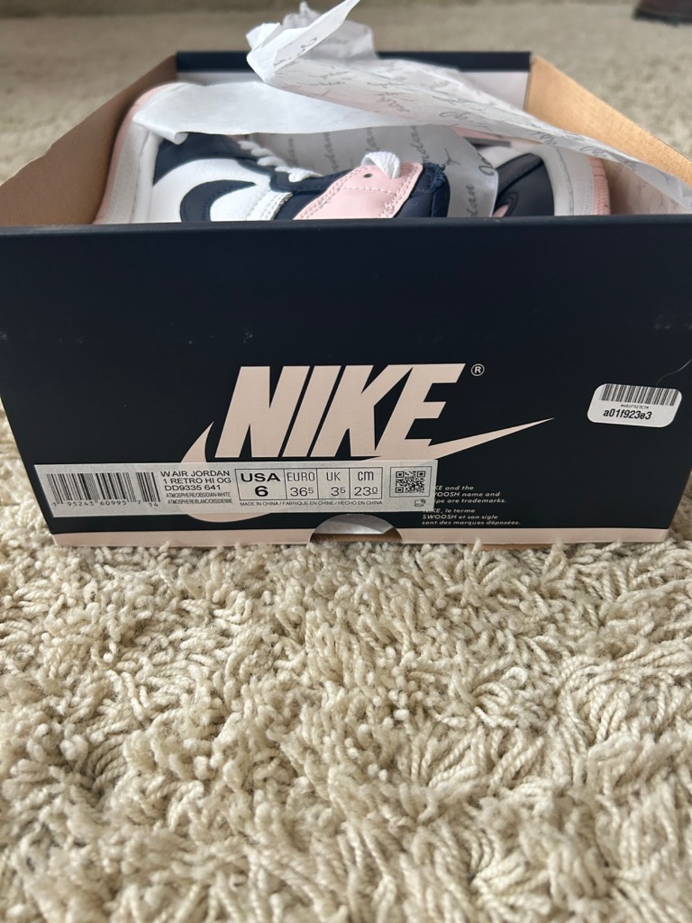 Air Jordan 1 Retro High OG SE ‘Bubble Gum’ Size US Women’s 6 Pink/Navy - Picture 15 of 15